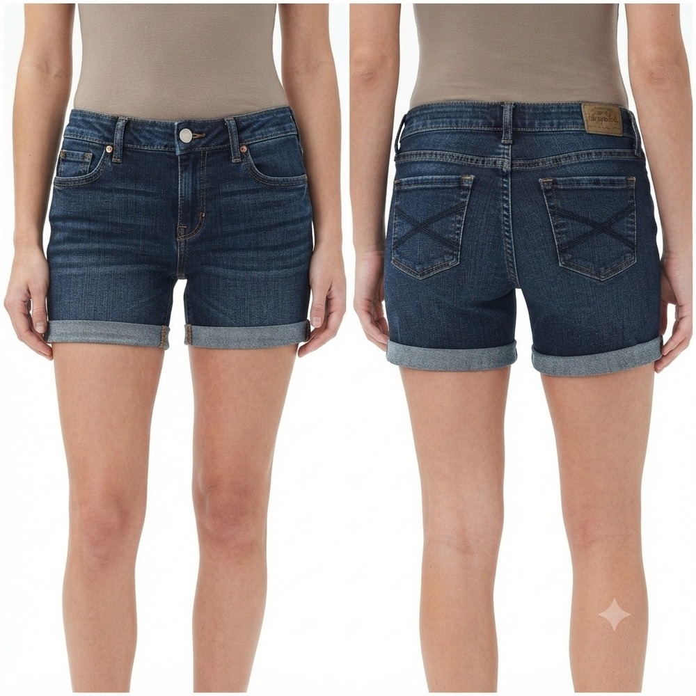 Aeropostale Shorts Womens Size 4 Bermuda Denim Dark Wash Cuffed 0549 LXCFCH